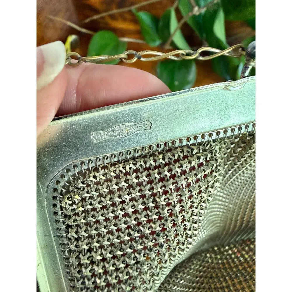 Vintage Whiting & Davis Mesh Purse, Art Deco Enamel Mesh Bag, Mandalian Style - Picture 10 of 10